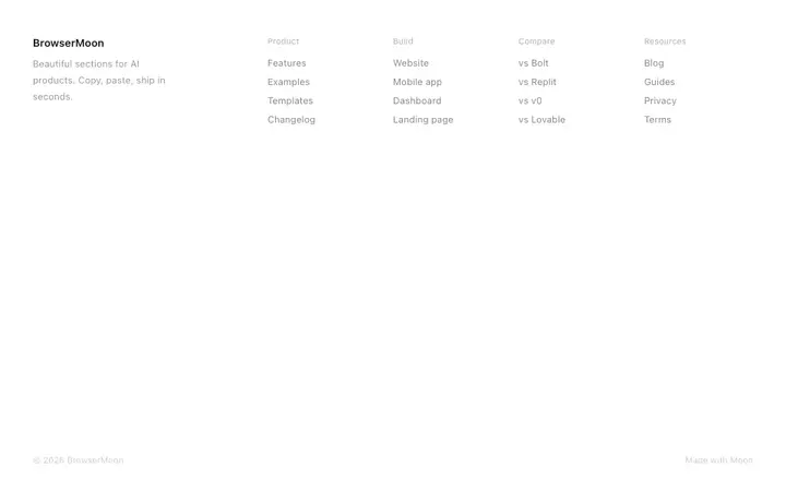 Full page footer template for SaaS sites