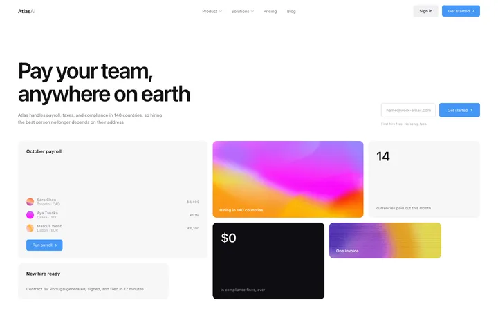 Global payroll SaaS landing page template