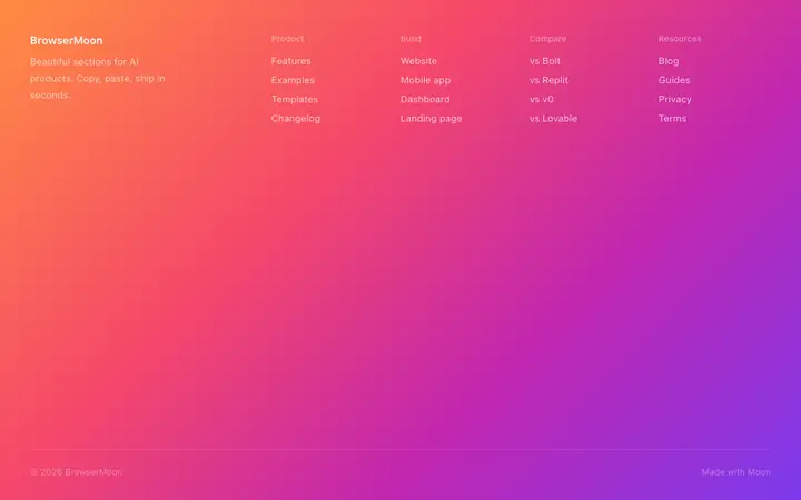 Gradient footer template for creative SaaS