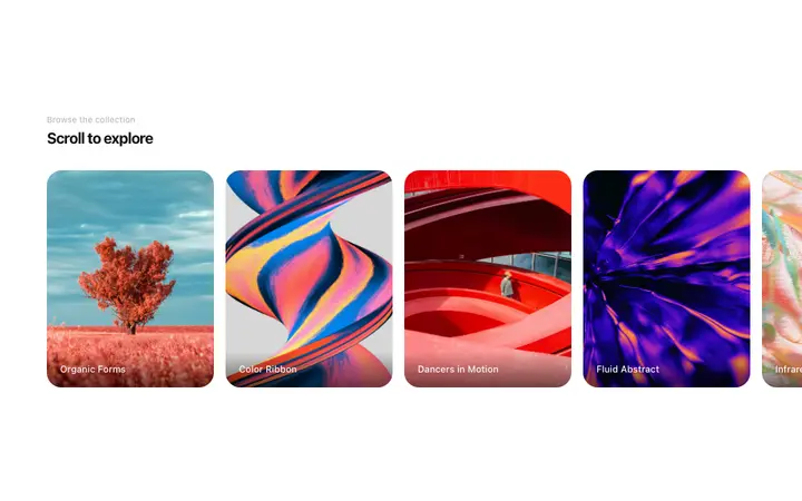 Horizontal scroll gallery template for sites