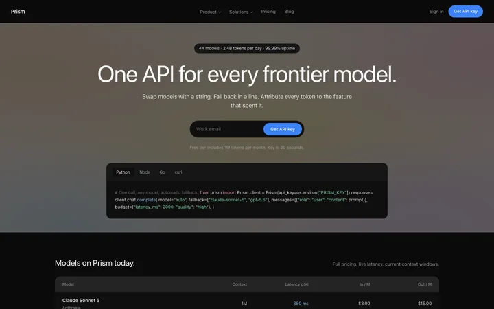 LLM API SaaS landing page template for developers