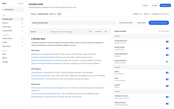 llms.txt generator app template for SaaS sites