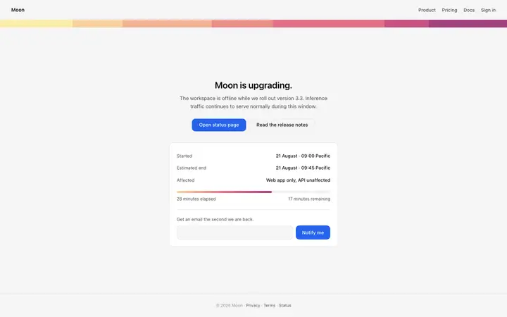 Maintenance page template for SaaS apps