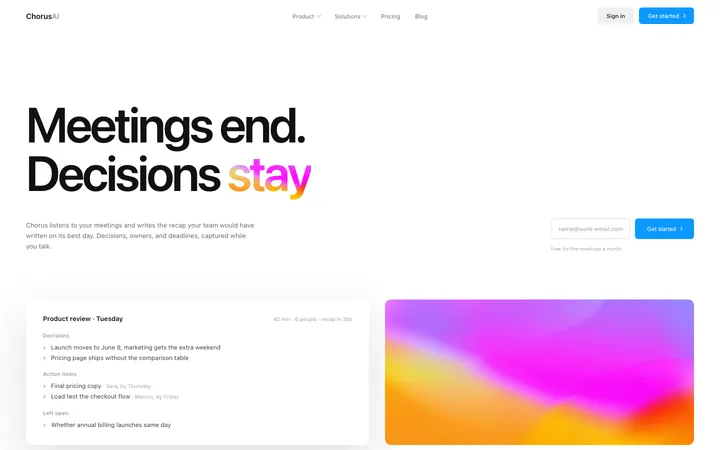 Meeting recap SaaS landing page template