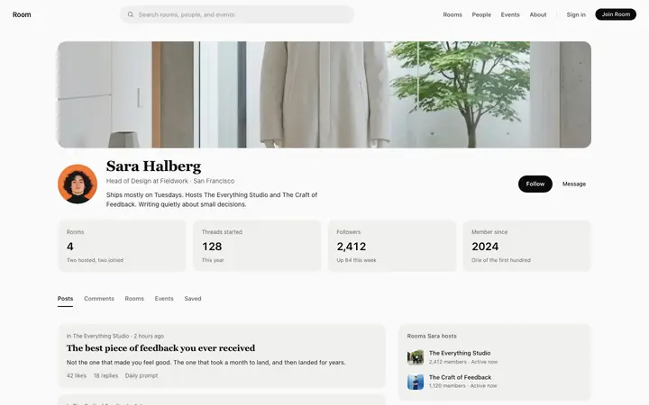 Member profile template for community apps