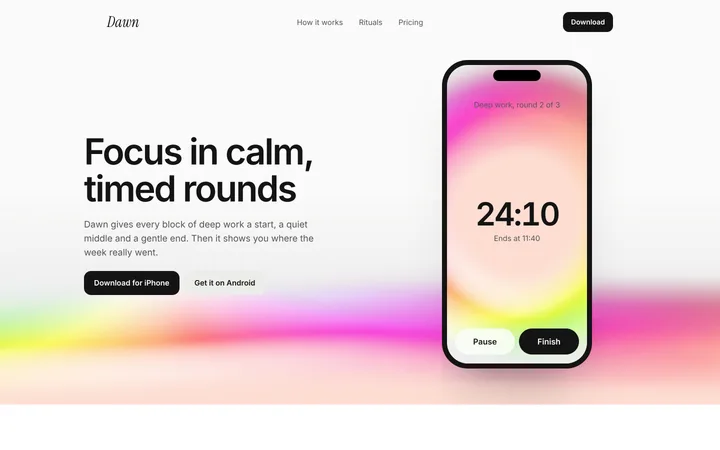 Mobile app hero section for SaaS with phone mockup