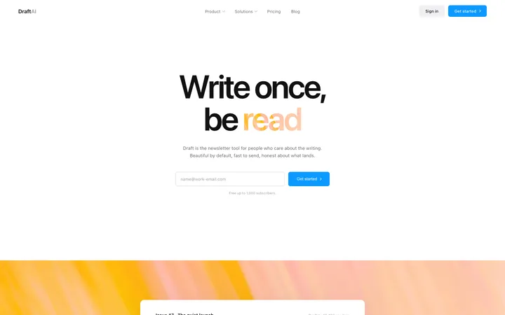 Newsletter platform SaaS landing page template