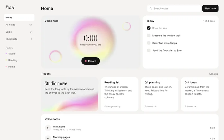 Productivity SaaS notes app dashboard template