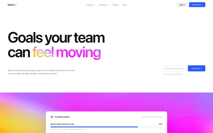 OKR goal tracking SaaS landing page template