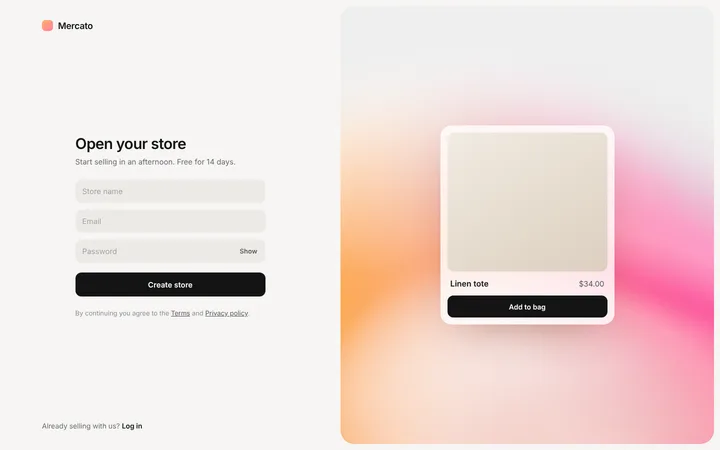 Ecommerce SaaS store sign up page template
