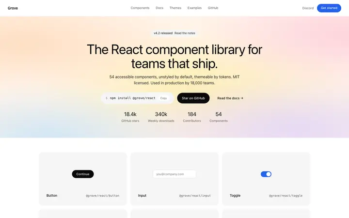 Open source landing page template for React