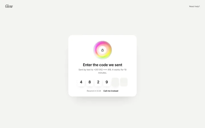 Auth OTP verification page template for SaaS