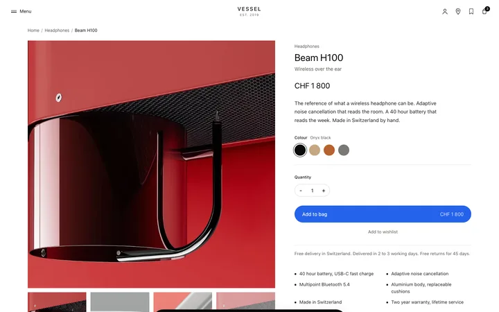 Product detail page template for ecommerce
