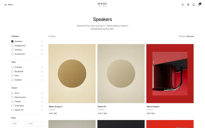 Product listing page template for ecommerce