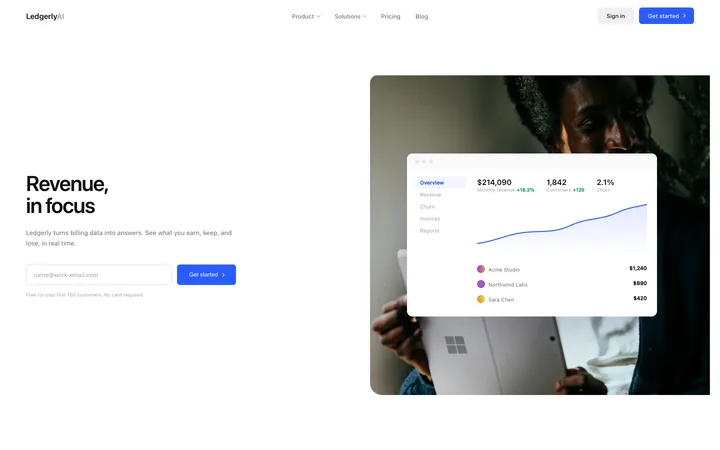 Revenue analytics SaaS landing page template