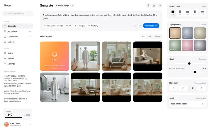 AI generation dashboard template for SaaS