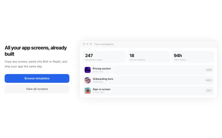 SaaS hero template with dashboard preview