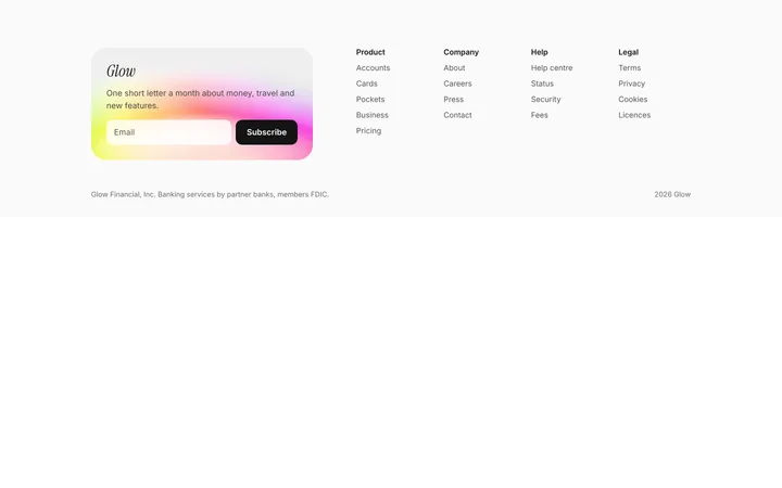SaaS footer with newsletter signup