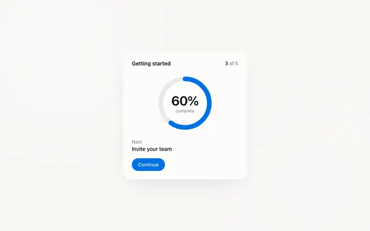 Onboarding progress card template for SaaS