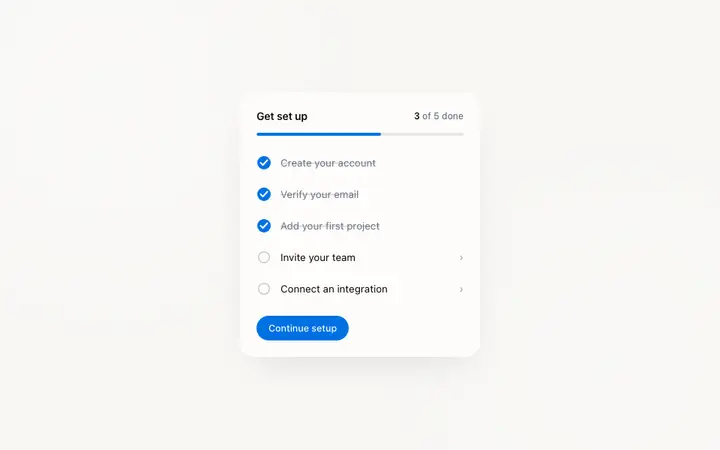 Onboarding checklist card template for SaaS