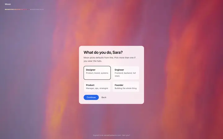 Dot SaaS onboarding role selection template