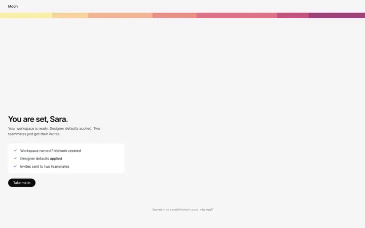 Gradient SaaS onboarding ready screen template