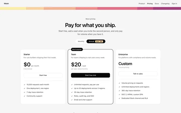 SaaS pricing page template with plan tiers
