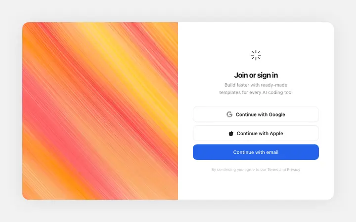 Sign in template with social login for SaaS
