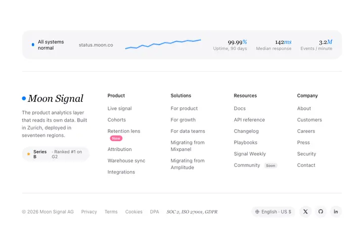 Status footer template for SaaS dev tools