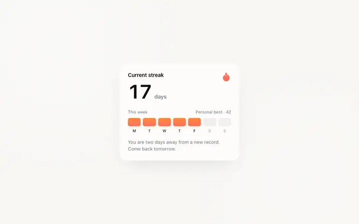 Streak tracker template for consumer SaaS
