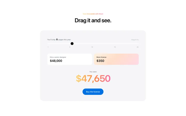 Savings calculator template for pricing pages