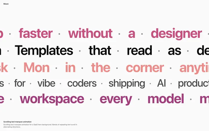 Scrolling text marquee animation for SaaS