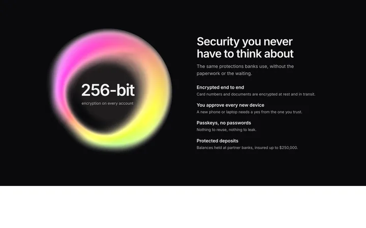 Security features section for SaaS and fintech