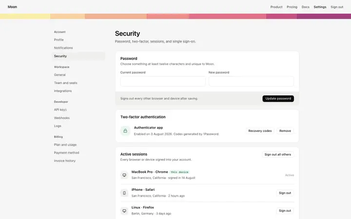 Security settings template for SaaS apps