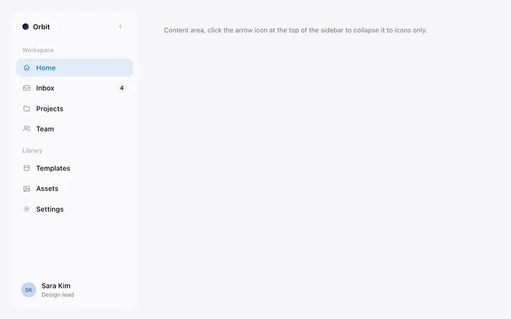 Sidebar menu template in HTML