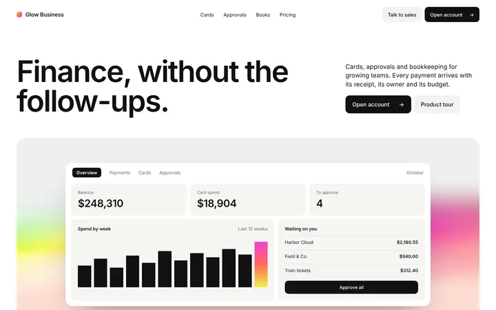 Fintech SaaS landing page for business banking
