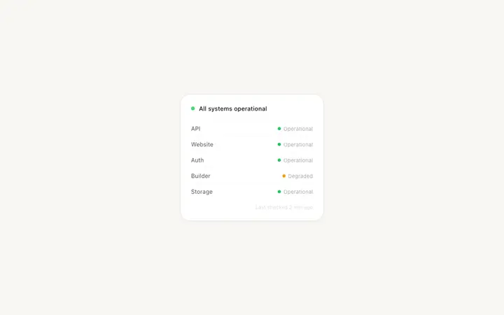 Status page template for SaaS and dev tools