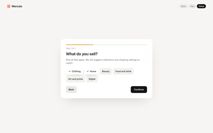 Ecommerce SaaS store setup onboarding template