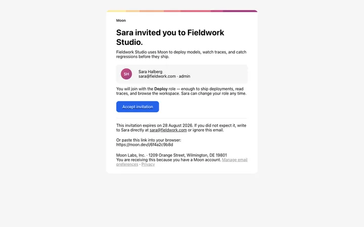 Team invite email template for SaaS apps