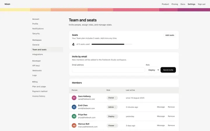Team members page template for SaaS apps