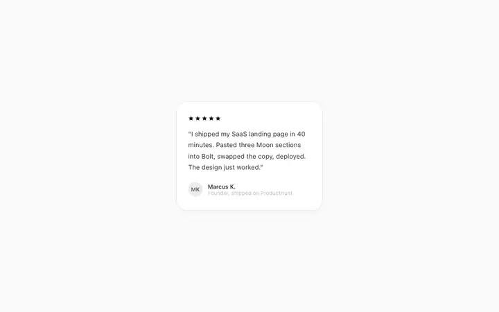 Testimonial template for SaaS landing pages
