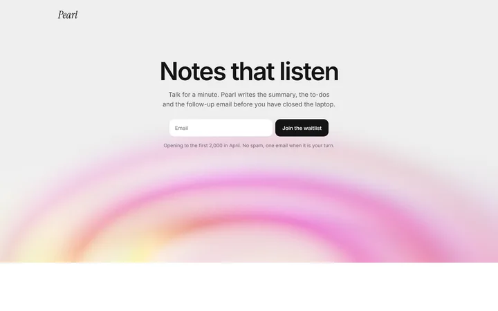 Landing page hero with waitlist form for SaaS
