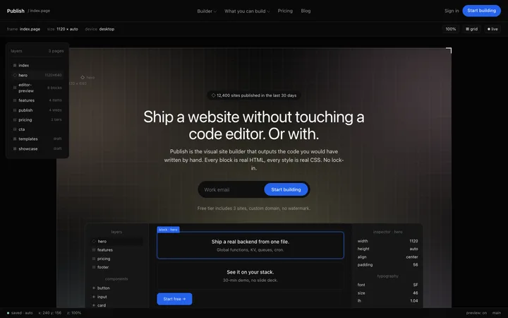 Website builder SaaS landing page template