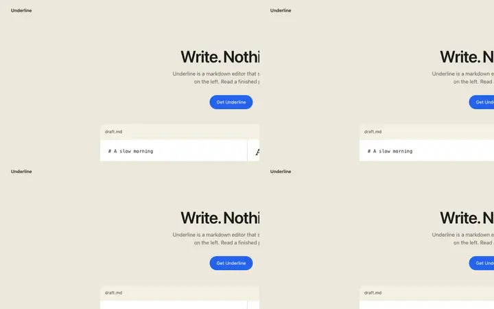 Writing app landing page template for SaaS